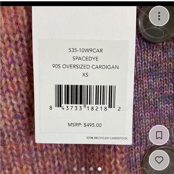 RE/DONE 90s oversized cardigan spacedye size XS - Picture 5 of 5